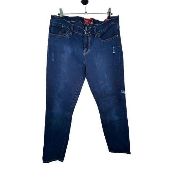 Lucky Brand Straight Leg Dark Wash DestroyedDenim Jeans - Picture 1 of 3